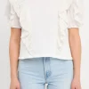 ENGLISH FACTORY Tops*- Lace Ruffle Detail Knit Top WHITE