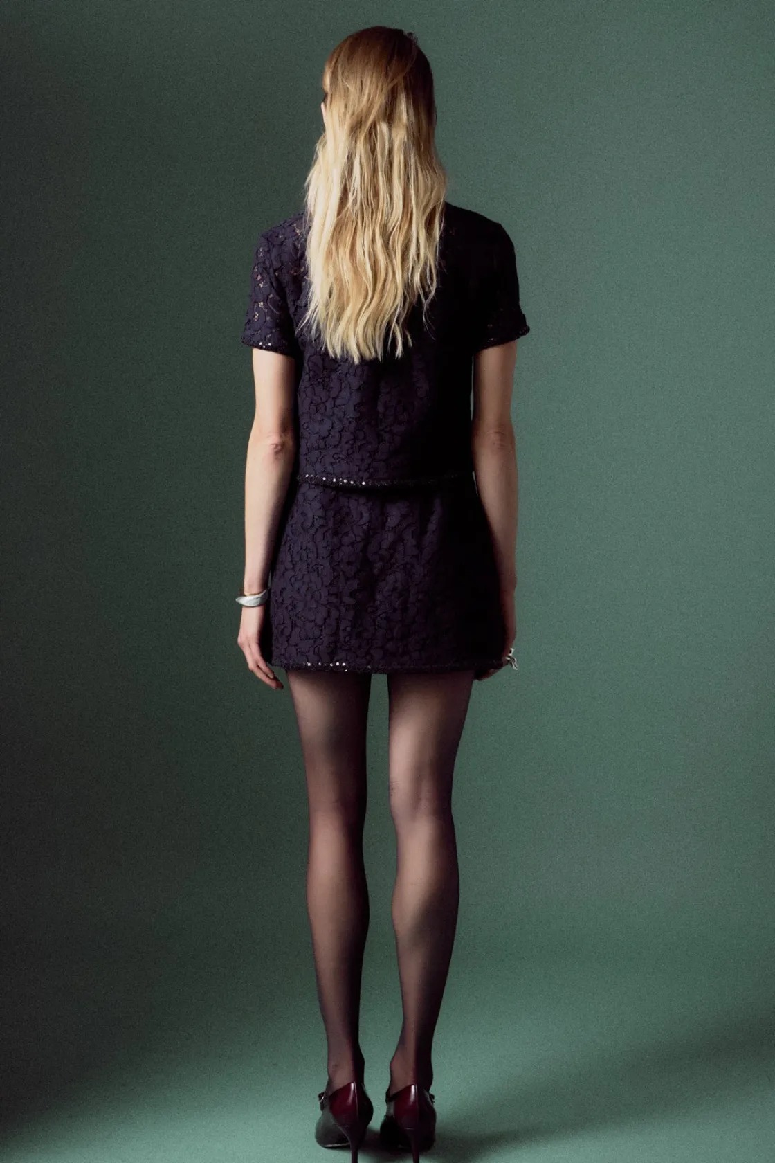 english_factory__lace_seq_2.webp ENGLISH FACTORY Matching Sets | Skirts*- Lace Sequin Mini NAVY