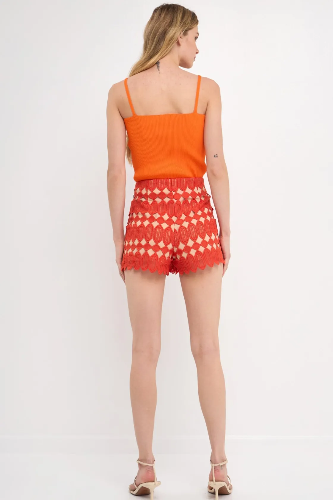 english_factory__lace_sho_2.webp ENGLISH FACTORY Shorts & Skorts | Tops*- Lace Shorts ORANGE