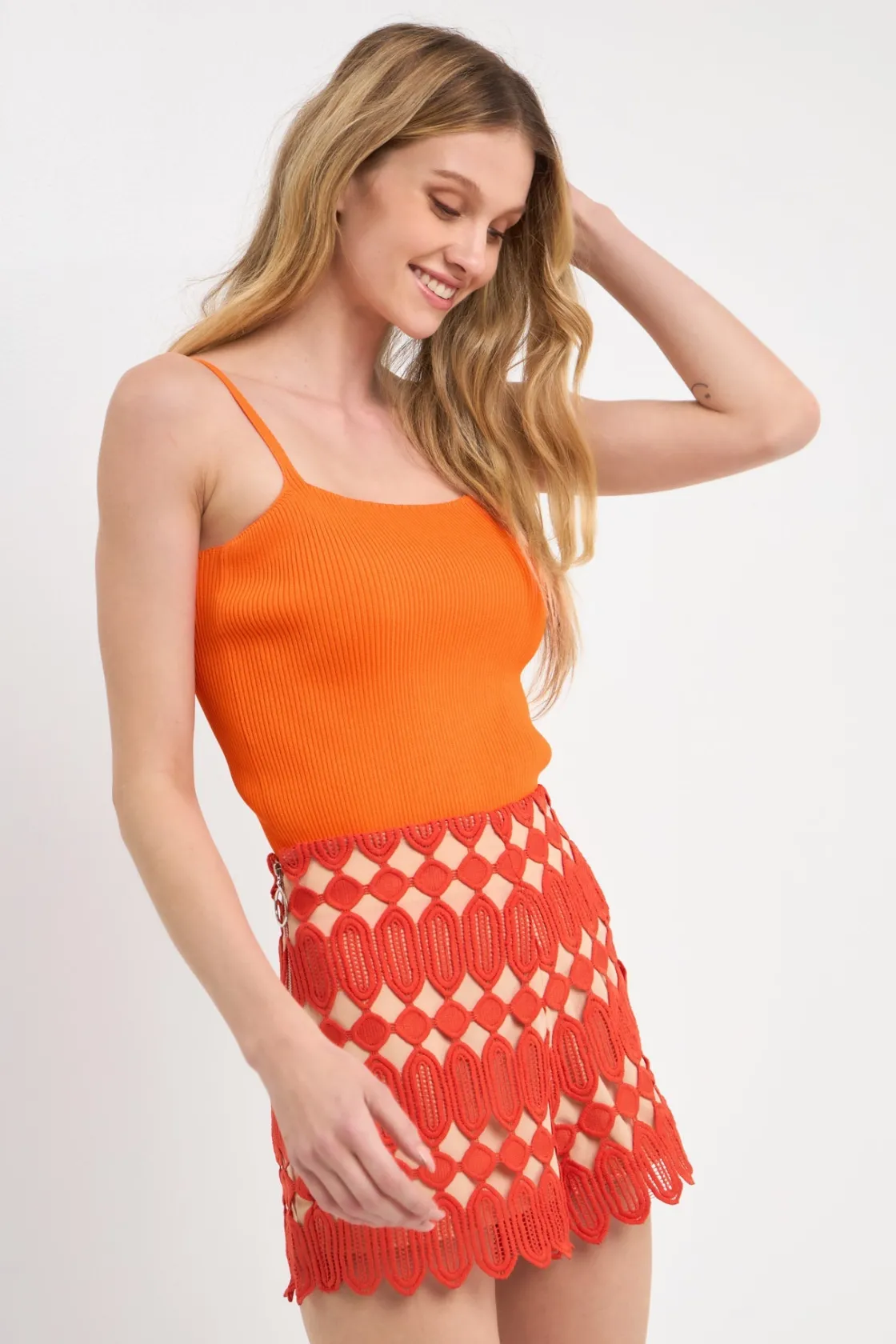 english_factory__lace_sho_3.webp ENGLISH FACTORY Shorts & Skorts | Tops*- Lace Shorts ORANGE