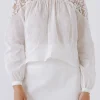 ENGLISH FACTORY Shirts & Blouses | Tops*- Lace Yoke With Long Sleeve Blouse WHITE