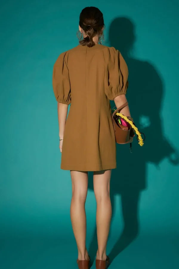 ENGLISH FACTORY Lace Dresses | Puff Sleeve*- Laced Up Puffed Sleeve Mini Dress