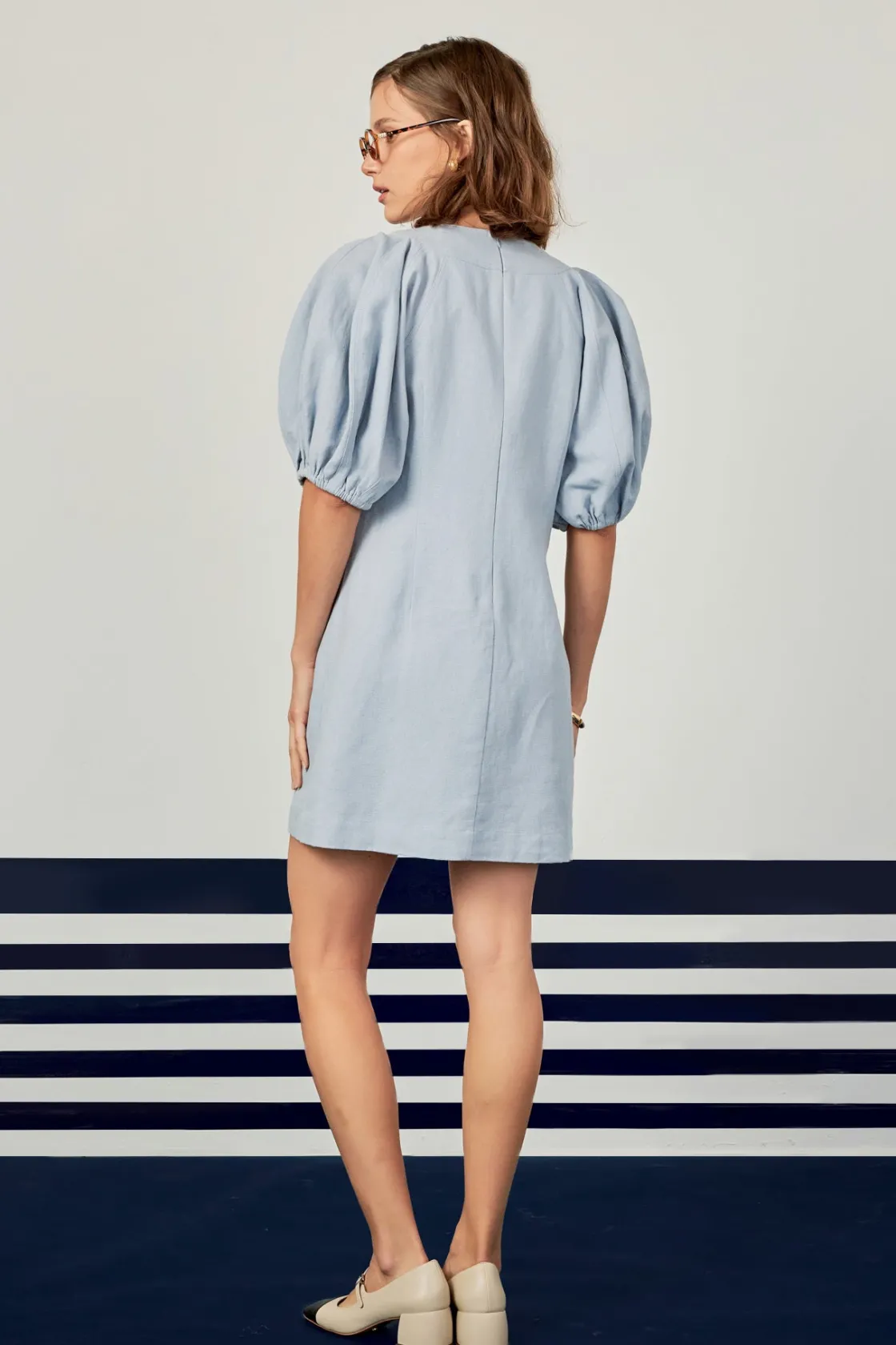 english_factory__laced_up_2.webp ENGLISH FACTORY Lace Dresses | Puff Sleeve*- Laced Up Puffed Sleeve Mini Dress