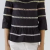 ENGLISH FACTORY Tops*- Ladder Lace Babydoll Top NAVYMULTI
