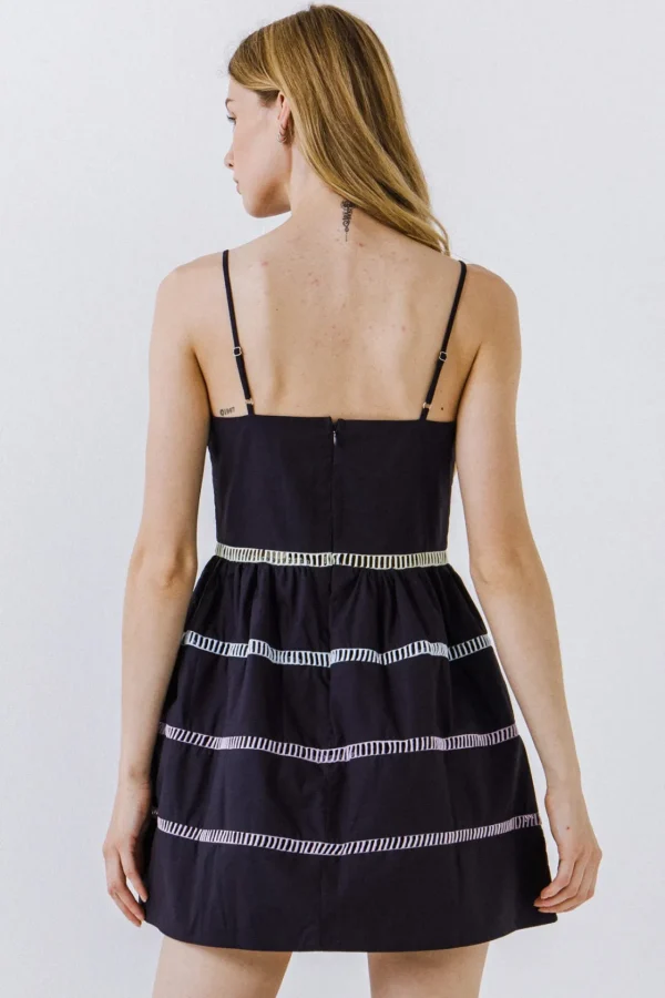 ENGLISH FACTORY Lace Dresses | Tops*- Ladder Lace Mini Dress NAVYMULTI
