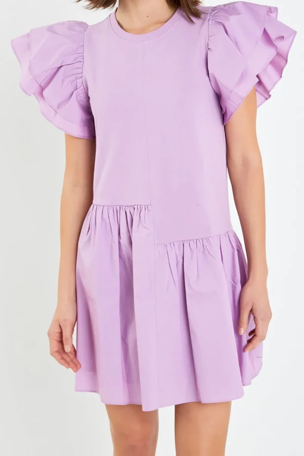 ENGLISH FACTORY Tops*- Layered Ruffles Mini Dress LILAC