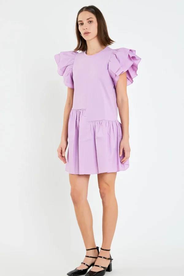 ENGLISH FACTORY Tops*- Layered Ruffles Mini Dress LILAC