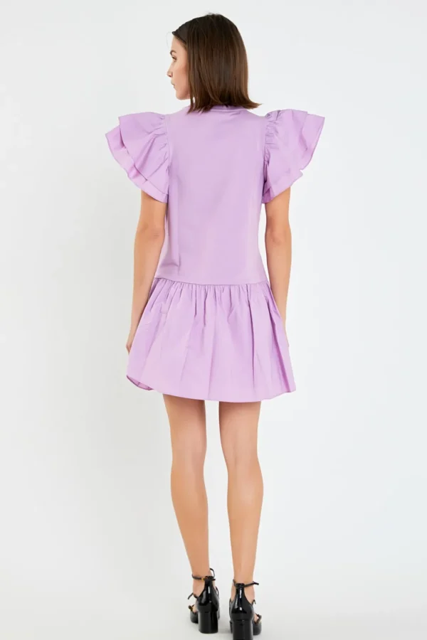 ENGLISH FACTORY Tops*- Layered Ruffles Mini Dress LILAC