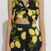 ENGLISH FACTORY Tops*- Lemon Print Tied Tank Top NAVYMULTI