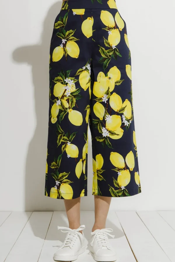 ENGLISH FACTORY Pants | Tops*- Lemon Print Pants NAVYMULTI