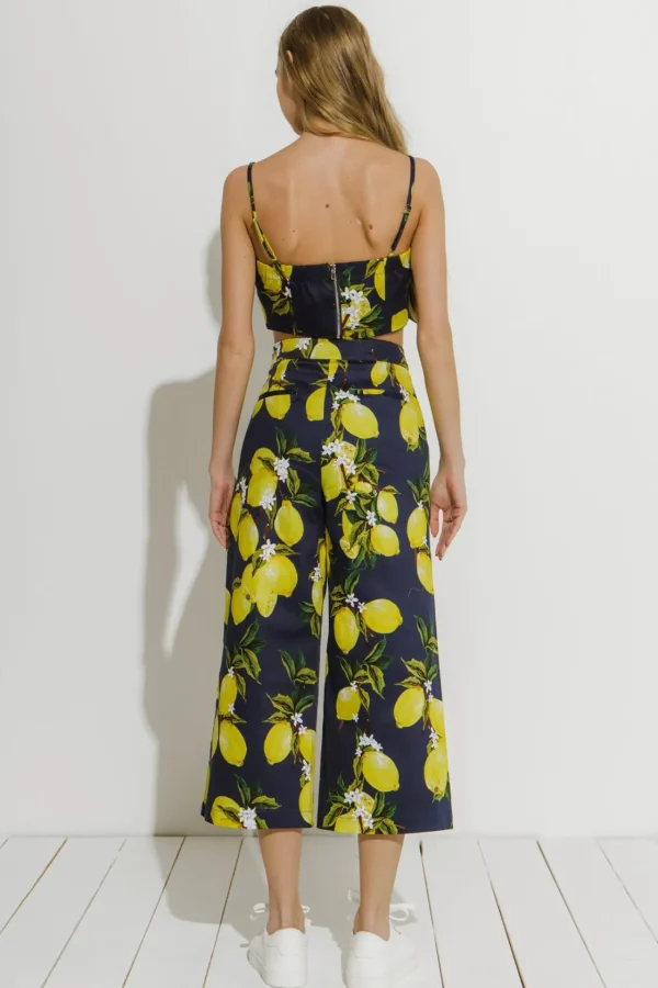 ENGLISH FACTORY Tops*- Lemon Print Tied Tank Top NAVYMULTI