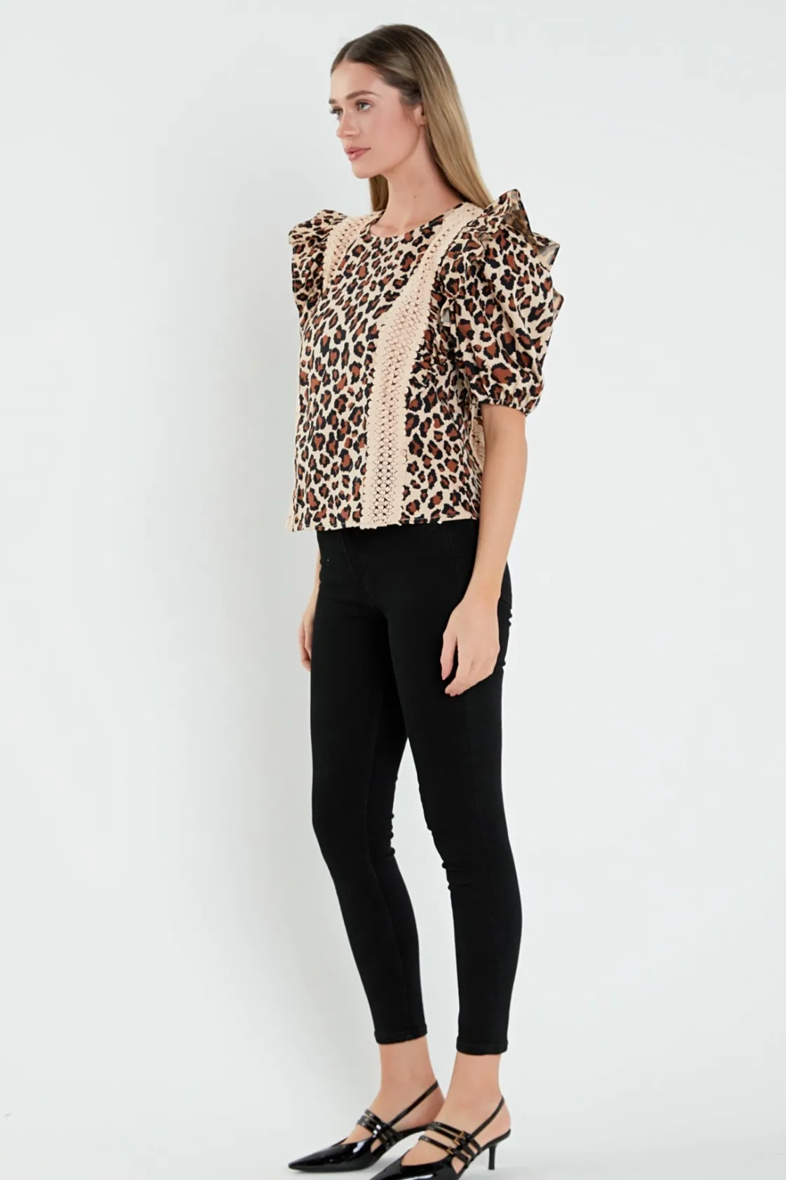 english_factory__leopard__1.webp ENGLISH FACTORY Tops*- Leopard Lace Inserted Top TANMULTI