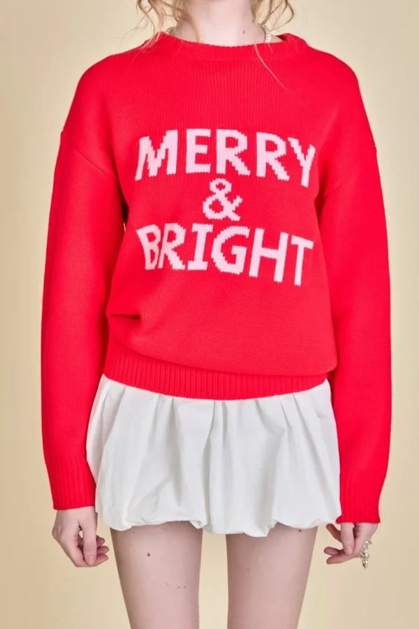 ENGLISH FACTORY Sweaters & Knits*- Lettering Sweater RED