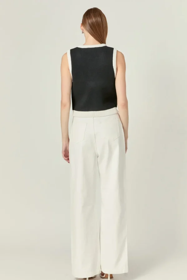 ENGLISH FACTORY Sweaters & Knits | Vest*- Linda Black and White Knit Vest BLACK/WHITE