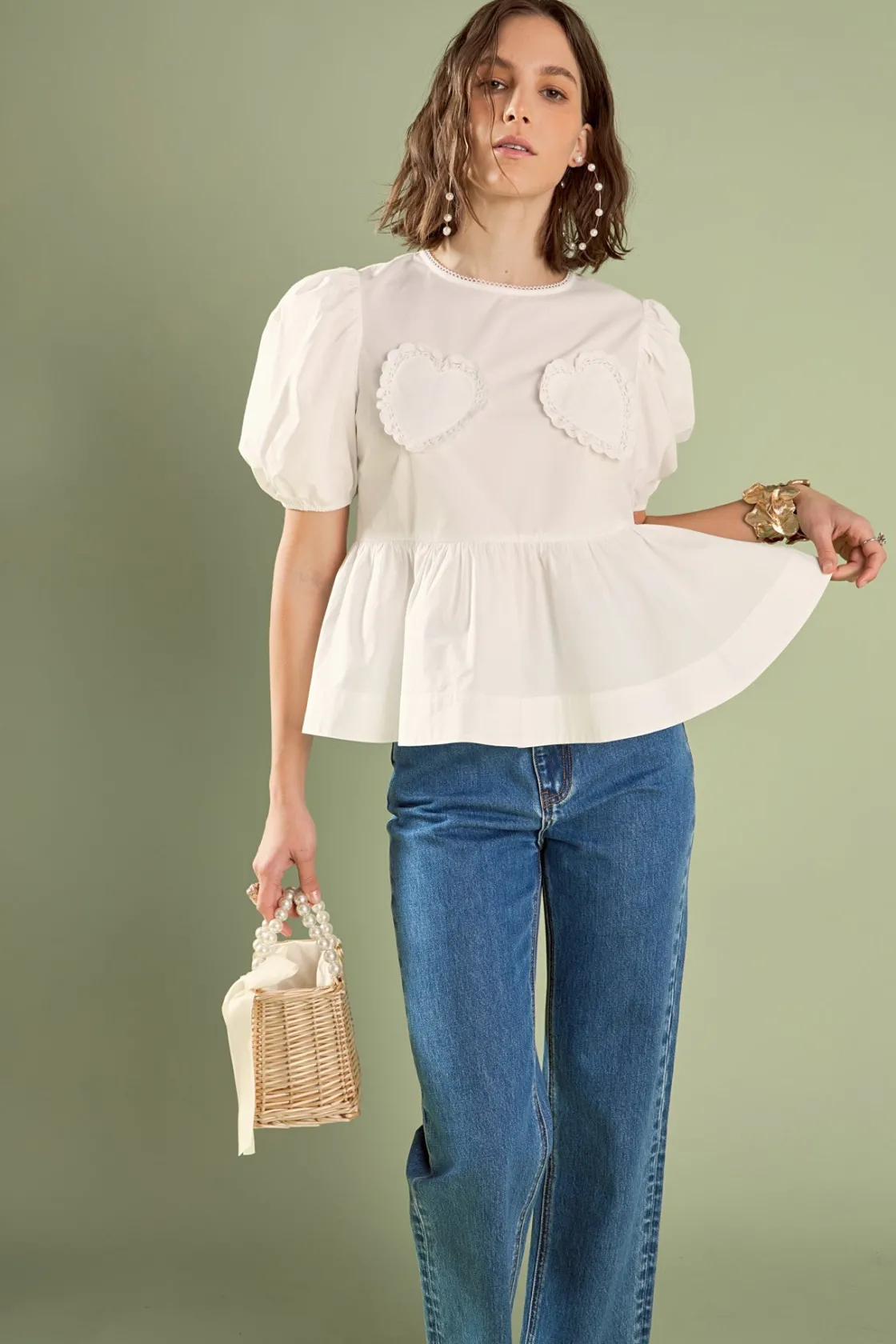 english_factory__linda_he_3.webp ENGLISH FACTORY Tops*- Linda Heart Peplum Top WHITE