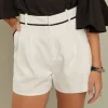 ENGLISH FACTORY Matching Sets | Shorts & Skorts*- Linen Binding Pointed Shorts WHITE