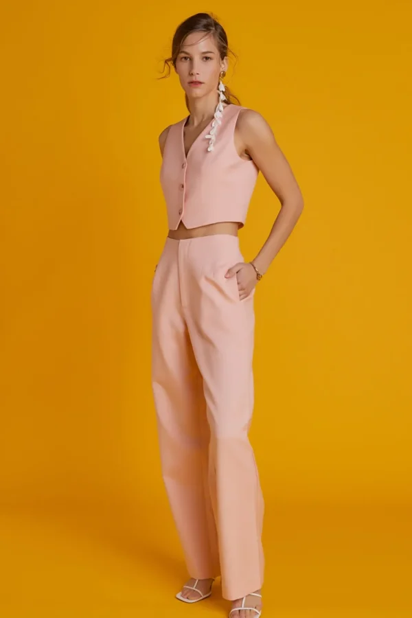 ENGLISH FACTORY Matching Sets | Tops*- Linen Blend Vest