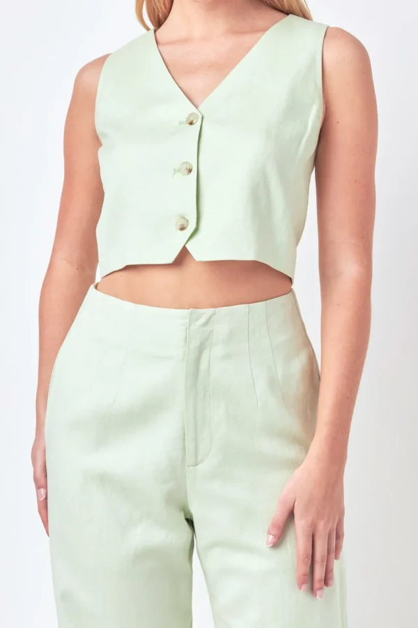 ENGLISH FACTORY Matching Sets | Tops*- Linen Blend Vest