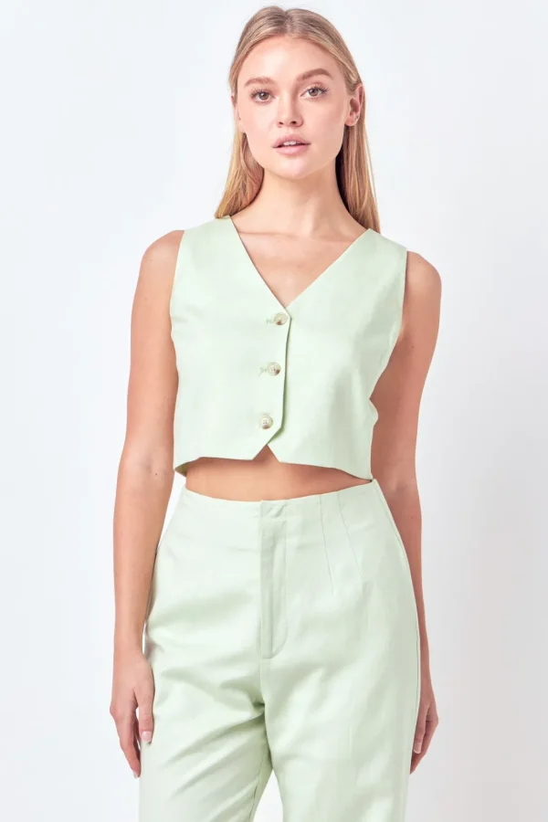 ENGLISH FACTORY Matching Sets | Tops*- Linen Blend Vest