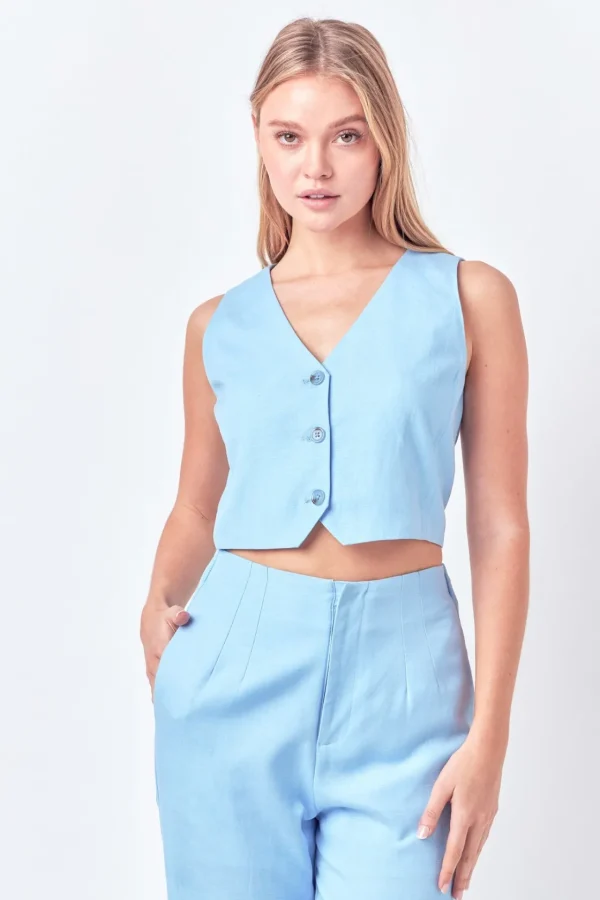 ENGLISH FACTORY Matching Sets | Tops*- Linen Blend Vest