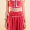 ENGLISH FACTORY Matching Sets | Tops*- Linen Crop Top w/ Ric Rac Trim RED