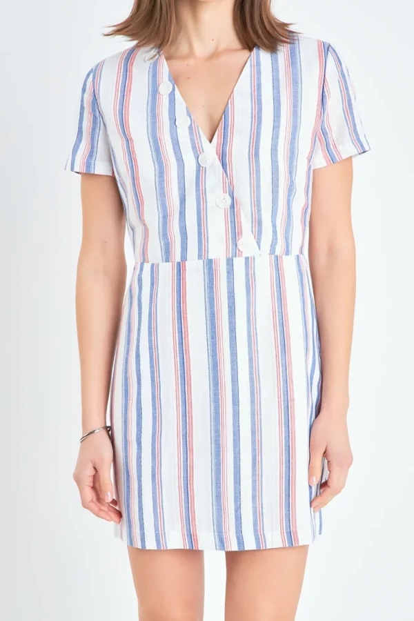 ENGLISH FACTORY Tops*- Linen Mini Dress MULTI