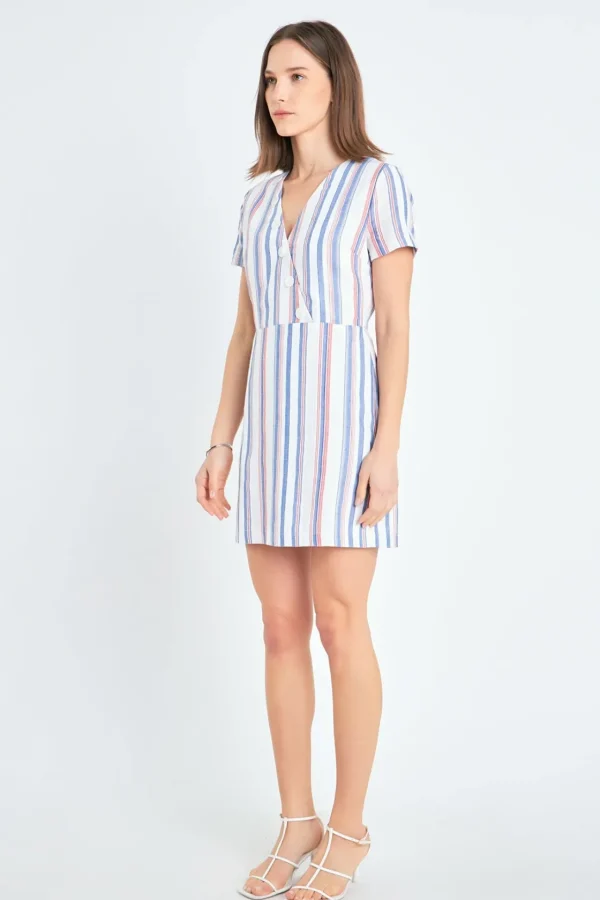 ENGLISH FACTORY Tops*- Linen Mini Dress MULTI