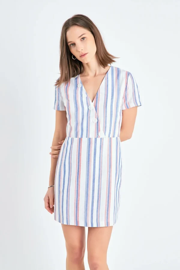 ENGLISH FACTORY Tops*- Linen Mini Dress MULTI