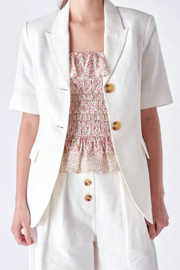 ENGLISH FACTORY Matching Sets | Blazers*- Linen Short Sleeve Blazer OFFWHITE