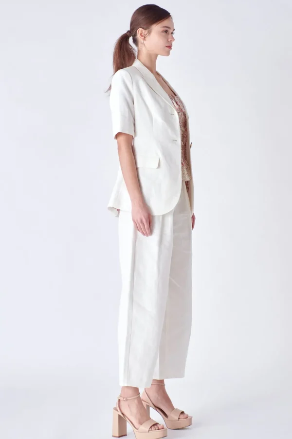 ENGLISH FACTORY Matching Sets | Blazers*- Linen Short Sleeve Blazer OFFWHITE