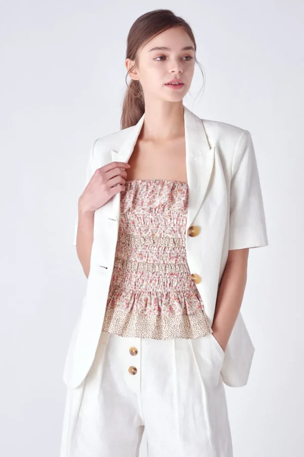 ENGLISH FACTORY Matching Sets | Blazers*- Linen Short Sleeve Blazer OFFWHITE
