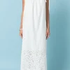 ENGLISH FACTORY Boho Dresses | White Dresses*- Linen Sleeveless Dress WHITE
