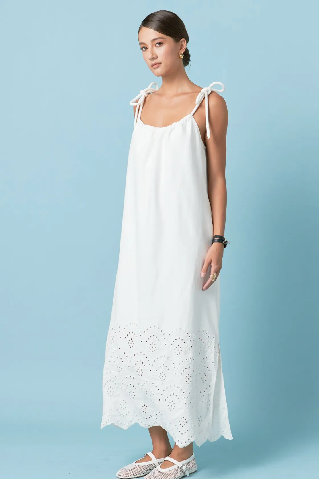english_factory__linen_sl_1.webp ENGLISH FACTORY Boho Dresses | White Dresses*- Linen Sleeveless Dress WHITE