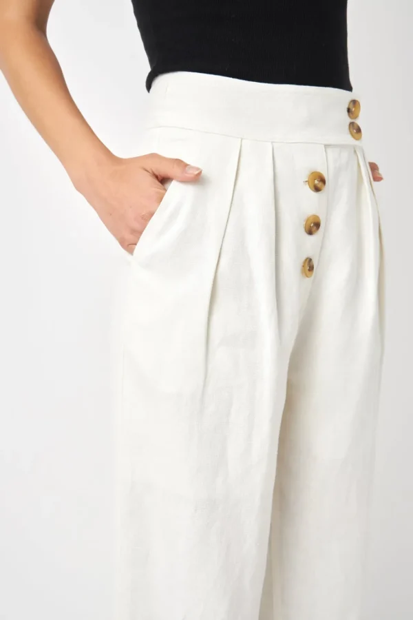 ENGLISH FACTORY Matching Sets | Pants*- Linen Trouser Pants OFFWHITE