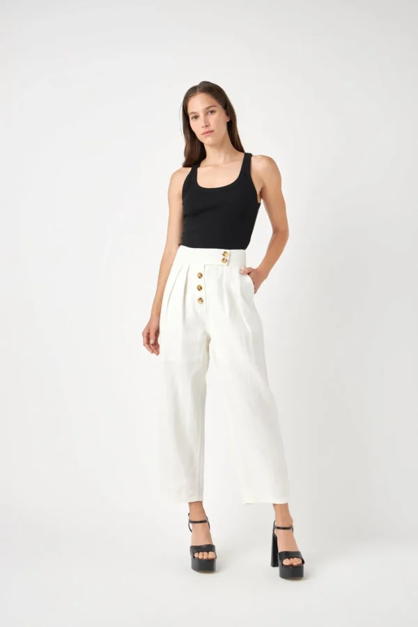 ENGLISH FACTORY Matching Sets | Pants*- Linen Trouser Pants OFFWHITE