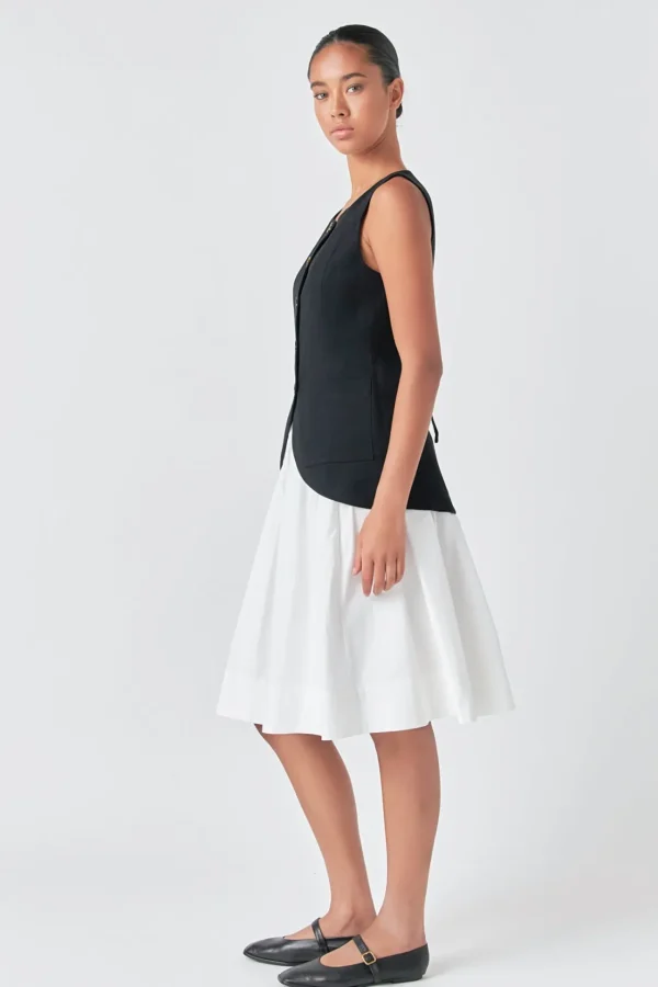 ENGLISH FACTORY Tops*- Linen Waistcoat BLACK