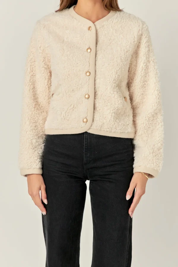 ENGLISH FACTORY Jackets & Coats | Tops*- Long Sleeve Boucle Cardigan Jacket