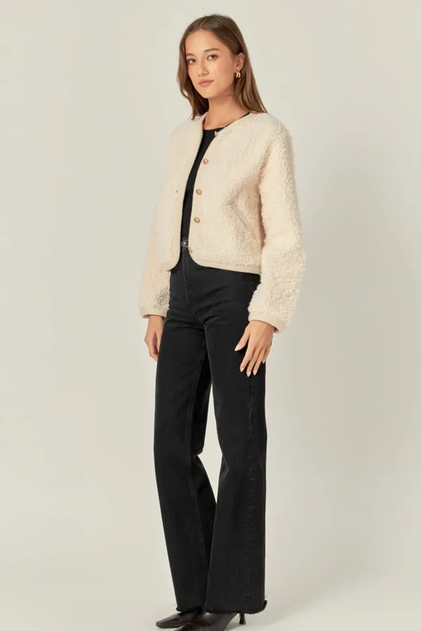 ENGLISH FACTORY Jackets & Coats | Tops*- Long Sleeve Boucle Cardigan Jacket