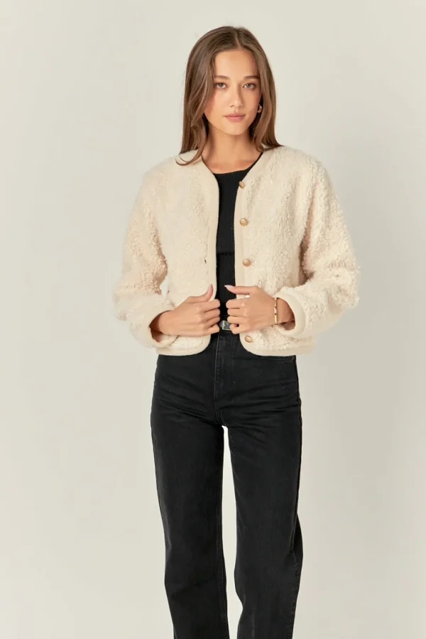 ENGLISH FACTORY Jackets & Coats | Tops*- Long Sleeve Boucle Cardigan Jacket