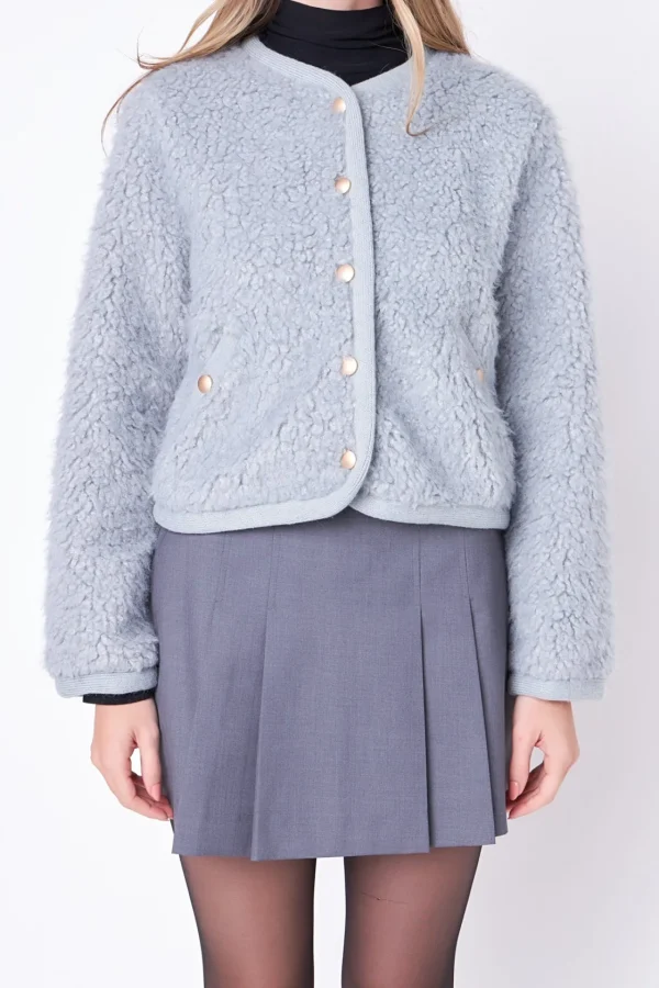 ENGLISH FACTORY Jackets & Coats | Tops*- Long Sleeve Boucle Cardigan Jacket