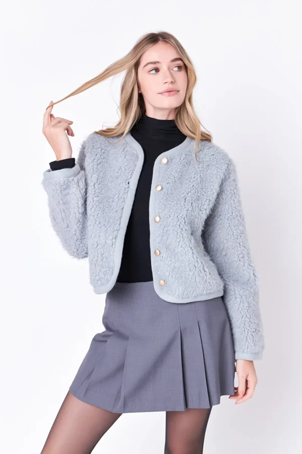 ENGLISH FACTORY Jackets & Coats | Tops*- Long Sleeve Boucle Cardigan Jacket