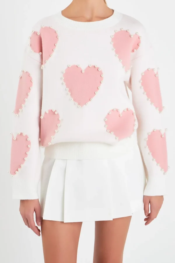 ENGLISH FACTORY Sweaters & Knits | Tops*- Long-Sleeve Heart Sweater