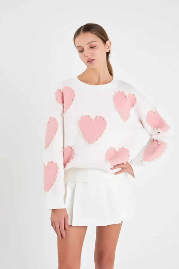 ENGLISH FACTORY Sweaters & Knits | Tops*- Long-Sleeve Heart Sweater