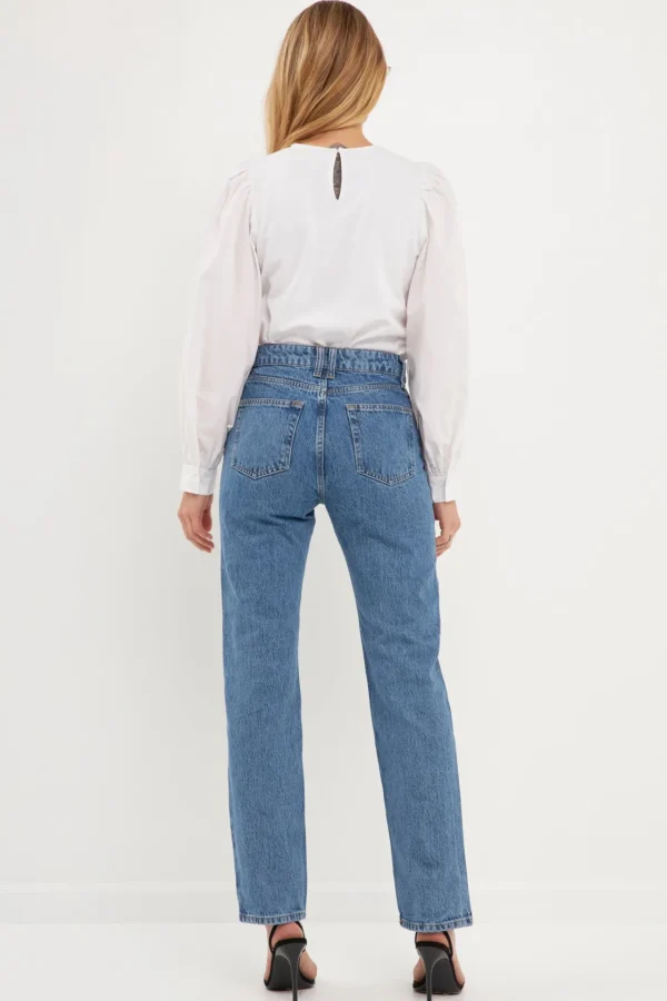 ENGLISH FACTORY Tops*- Long-Sleeve Mixed Media Top