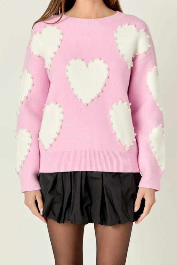 ENGLISH FACTORY Sweaters & Knits | Tops*- Long-Sleeve Heart Sweater
