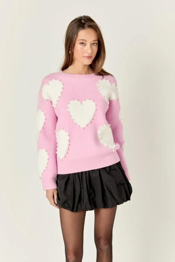 ENGLISH FACTORY Sweaters & Knits | Tops*- Long-Sleeve Heart Sweater