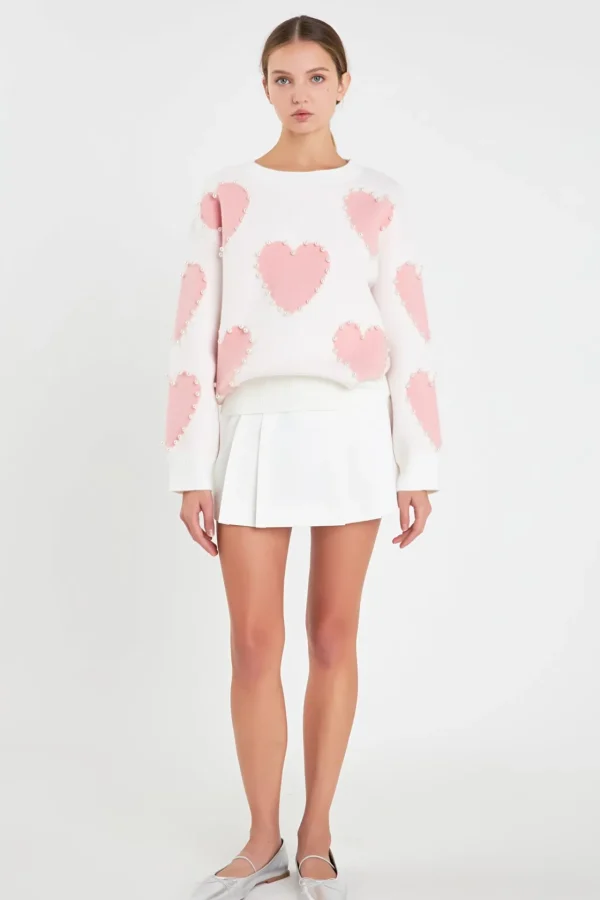 ENGLISH FACTORY Sweaters & Knits | Tops*- Long-Sleeve Heart Sweater