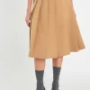 ENGLISH FACTORY Skirts | Tops*- Low Waist Pleated Midi Skirt in TAN