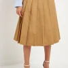 ENGLISH FACTORY Skirts*- Low Waist Pleated Midi Skirt TAN