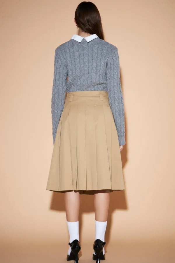 ENGLISH FACTORY Skirts*- Low Waist Pleated Midi Skirt TAN